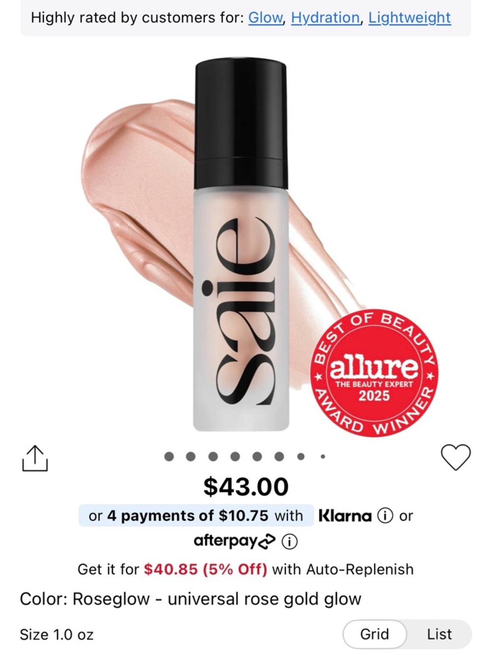 Saie Liquid Highlighter in Roseglow